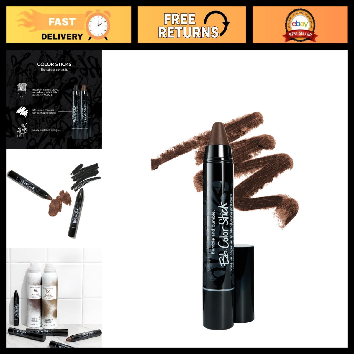 Gray Hair Root Cover Up Stick - Natural Shades, Portable Twist-Up Design, 1 Count
