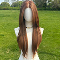 Lace Front Wigs - 13x4 Straight Auburn Light Brown 26 Inch Silky Heat-Resistant Hair Extension