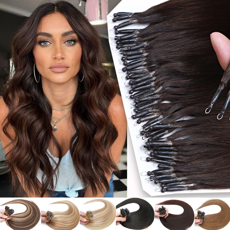 100G Nano Ring Hair Extensions - Real Human Hair, Ombre, Thick & Tangle-Free