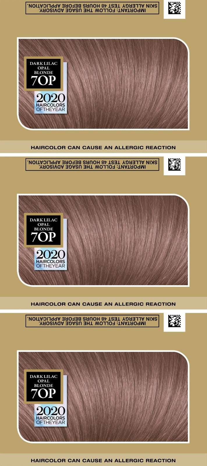 Permanent Hair Color Dye Set - Dark Lilac Opal Blonde 70P 3-Pack