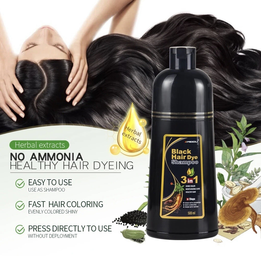 MEIDU Coffee Hair Dye Shampoo Set with Mask & Spray Protector - Long Lasting Color