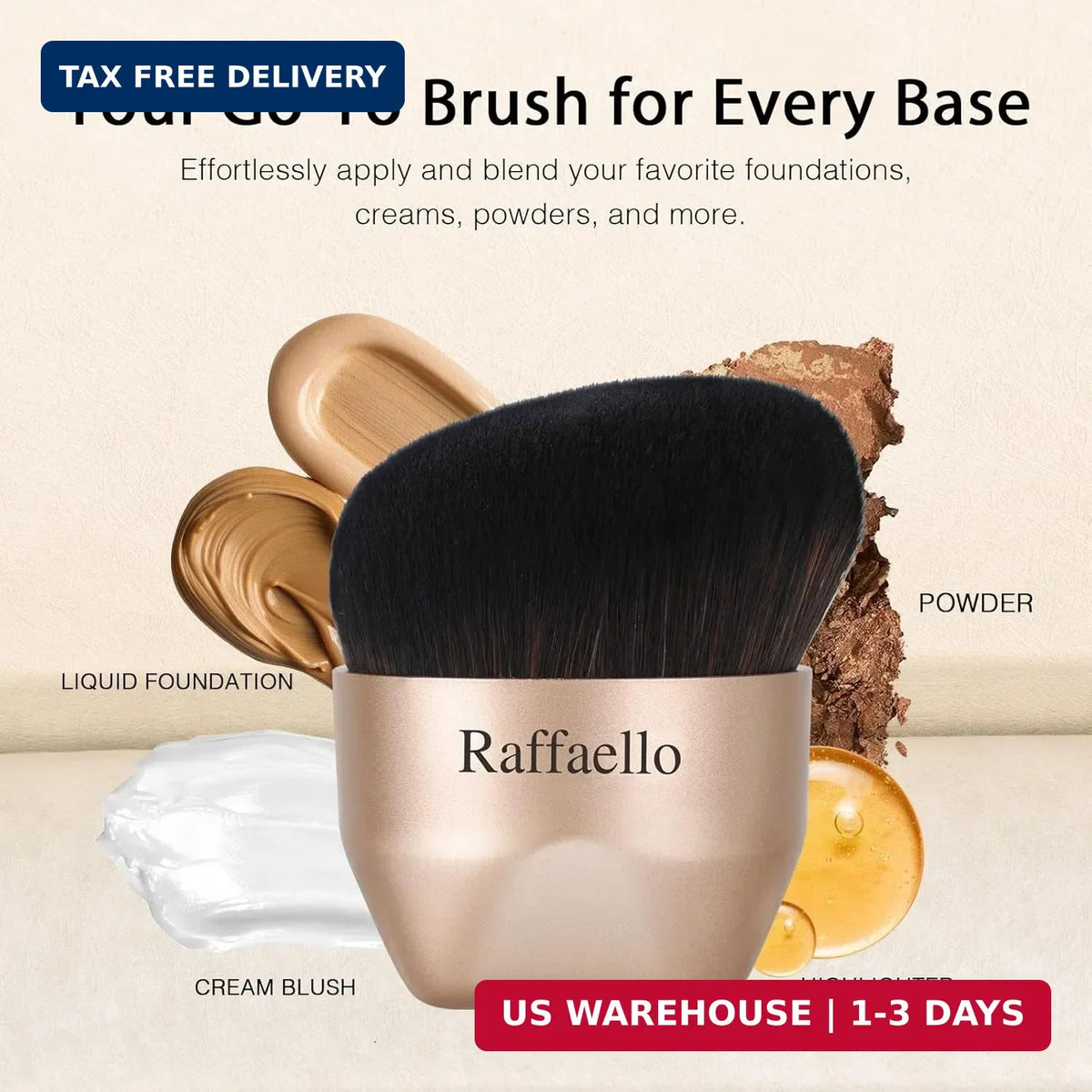 Angled Foundation Makeup Brush Dense Soft Synthetic Kabuki Tool for Flawless Finish