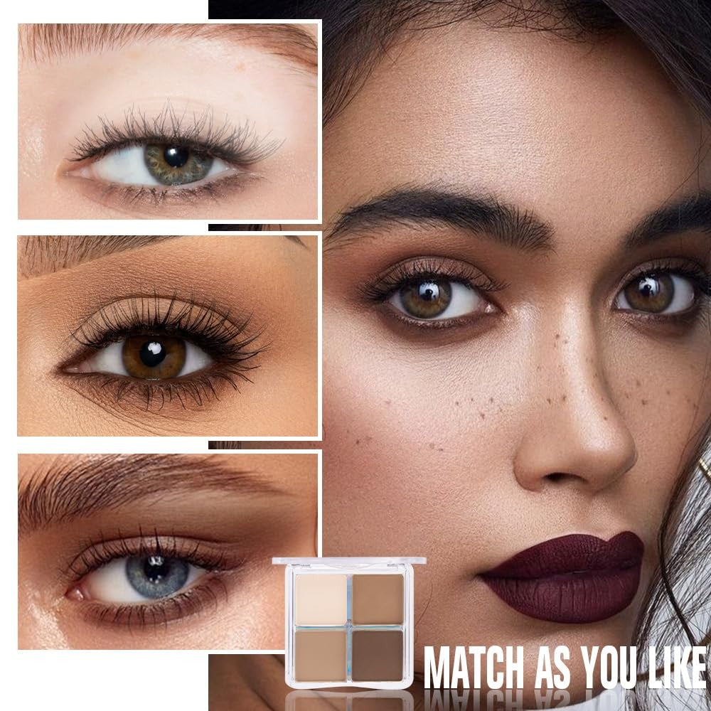 Matte Eyeshadow Quad Palette for Mature Skin - Waterproof Natural Brown