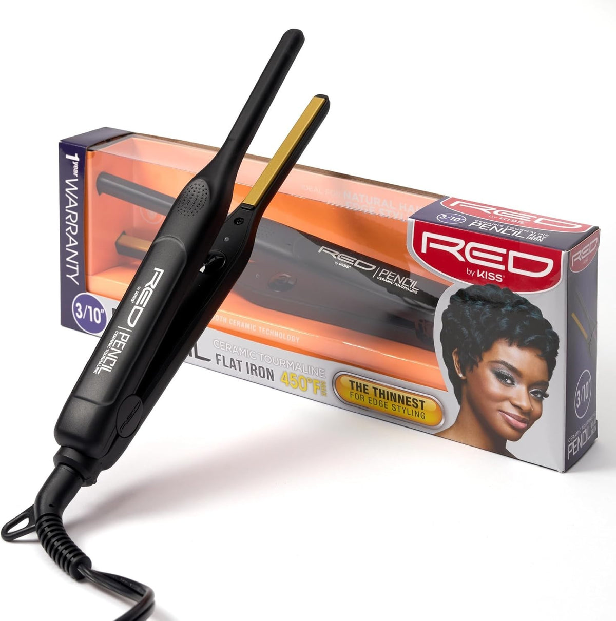 0.3 Inch Tourmaline Flat Iron for Short Hair - 450°F Adjustable Temperature