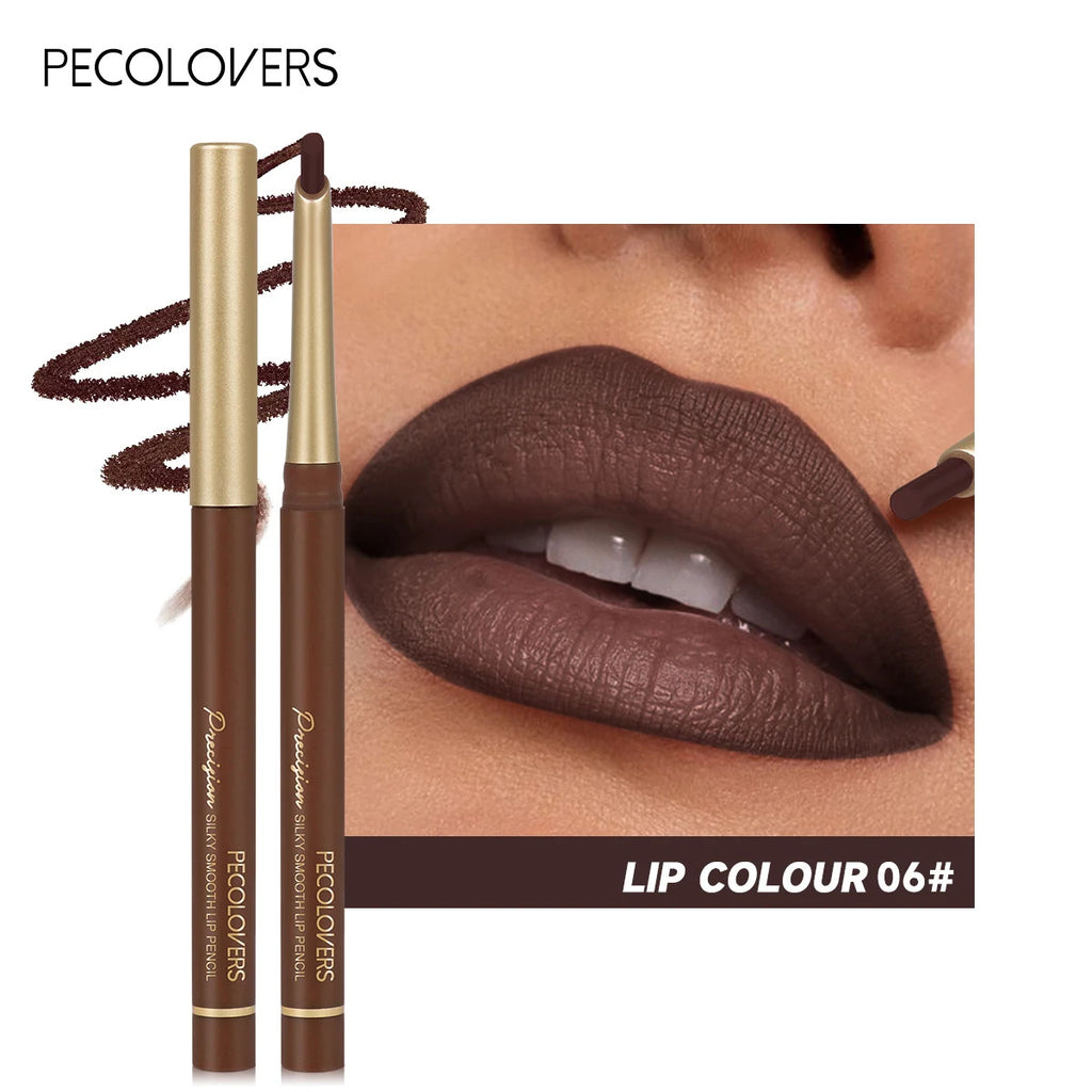 Matte 6-Color Lip Liner Pencil Set Bevel Design for Lip Contour and Nude Looks