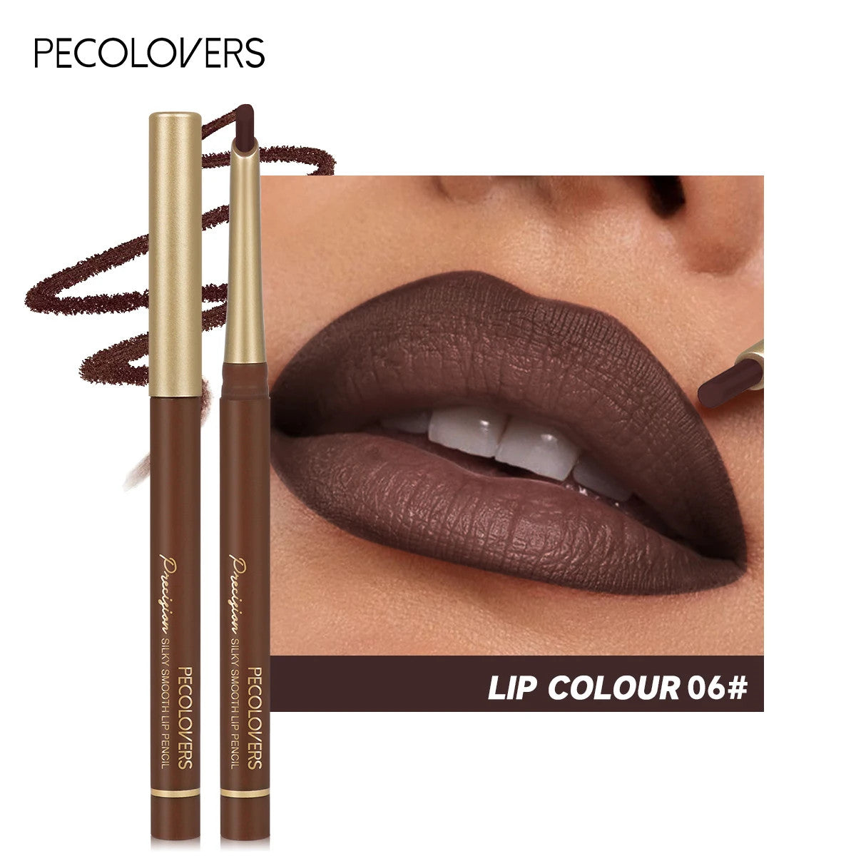Matte 6-Color Lip Liner Pencil Set Bevel Design for Lip Contour and Nude Looks