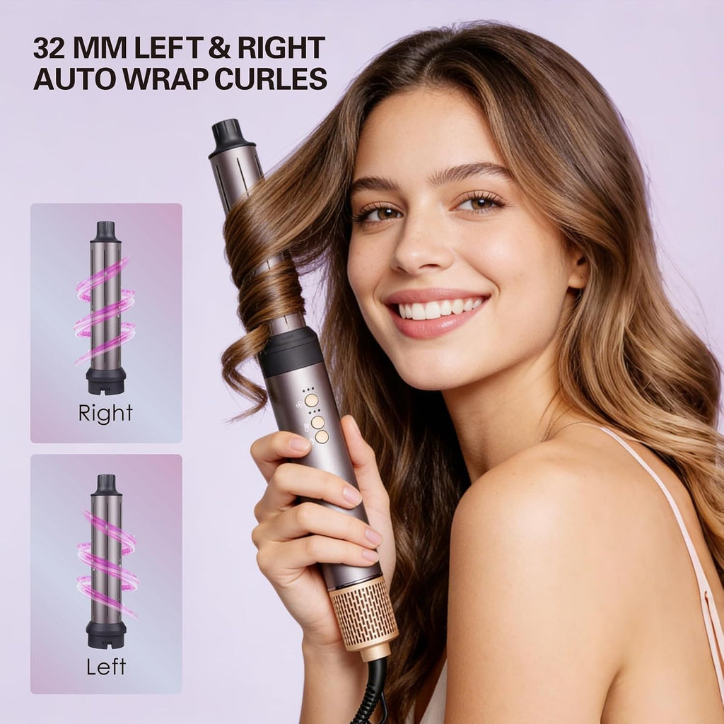 7-in-1 Hot Air Styler Hair Dryer Curling Brush Volumizer 110K RPM