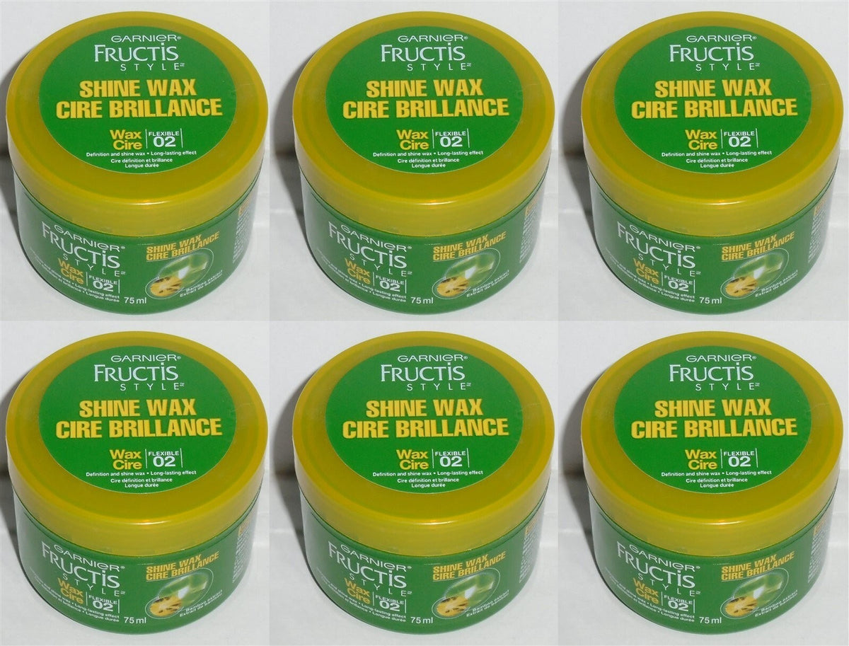 Garnier Fructis Shine Wax Flexible Hold 6 Tubs 75ml Each Hair Styling Pomade
