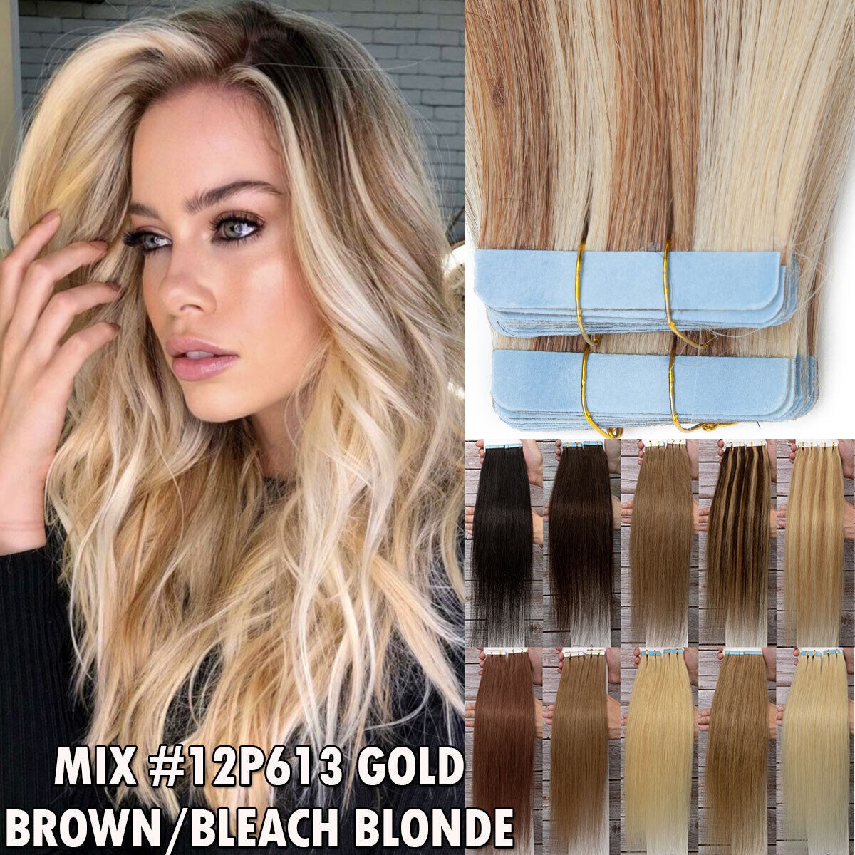 Ombré Tape-In Hair Extensions - 100% Remy Human Hair Full Head