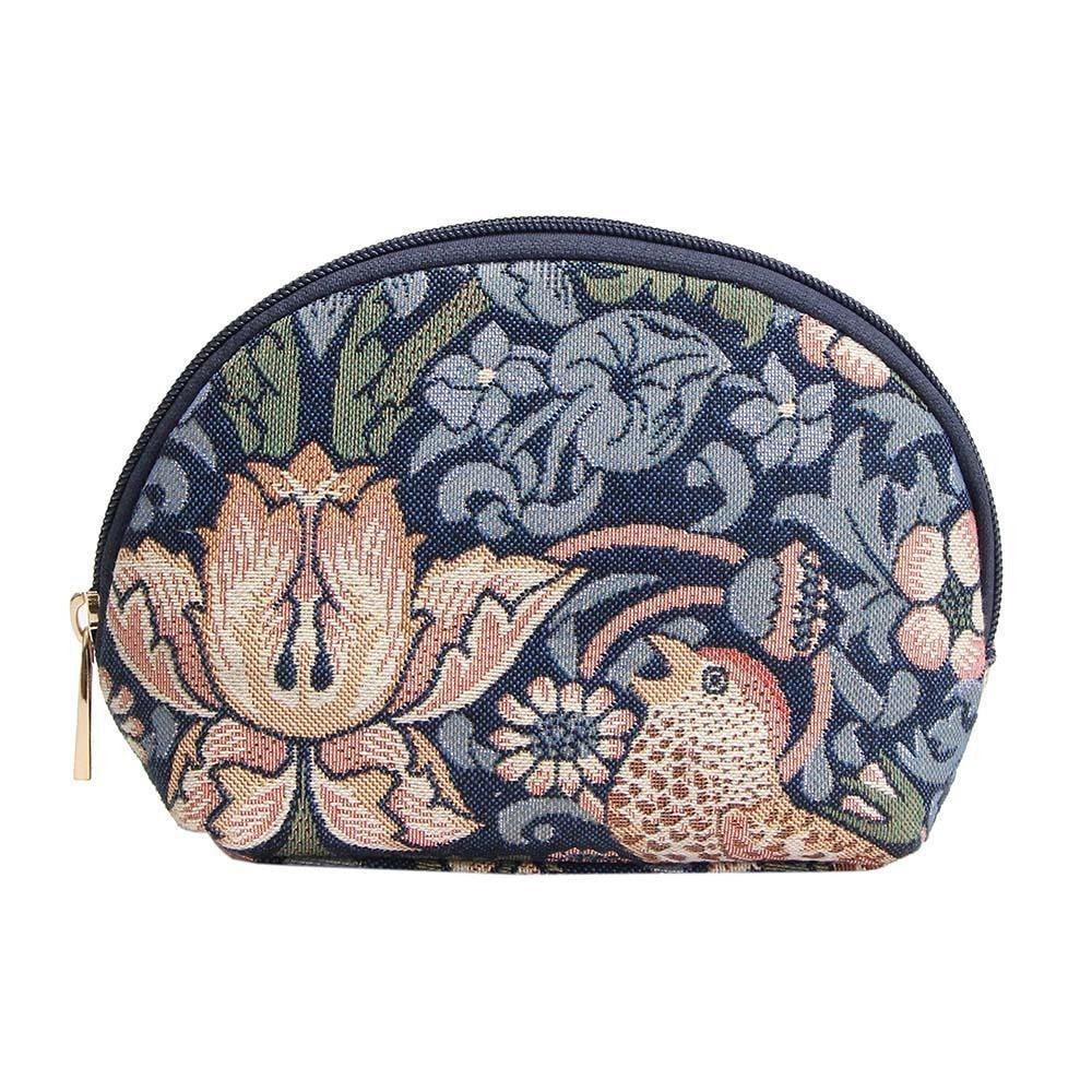Strawberry Thief Cosmetic Make Up Bag - William Morris Blue