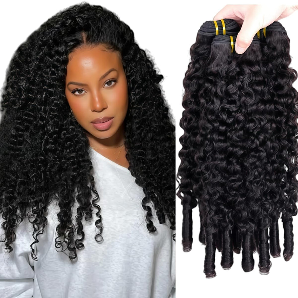Natural Black Burmese Curly Hair Bundles - Unprocessed Human Hair Extensions, 18-22 Inches
