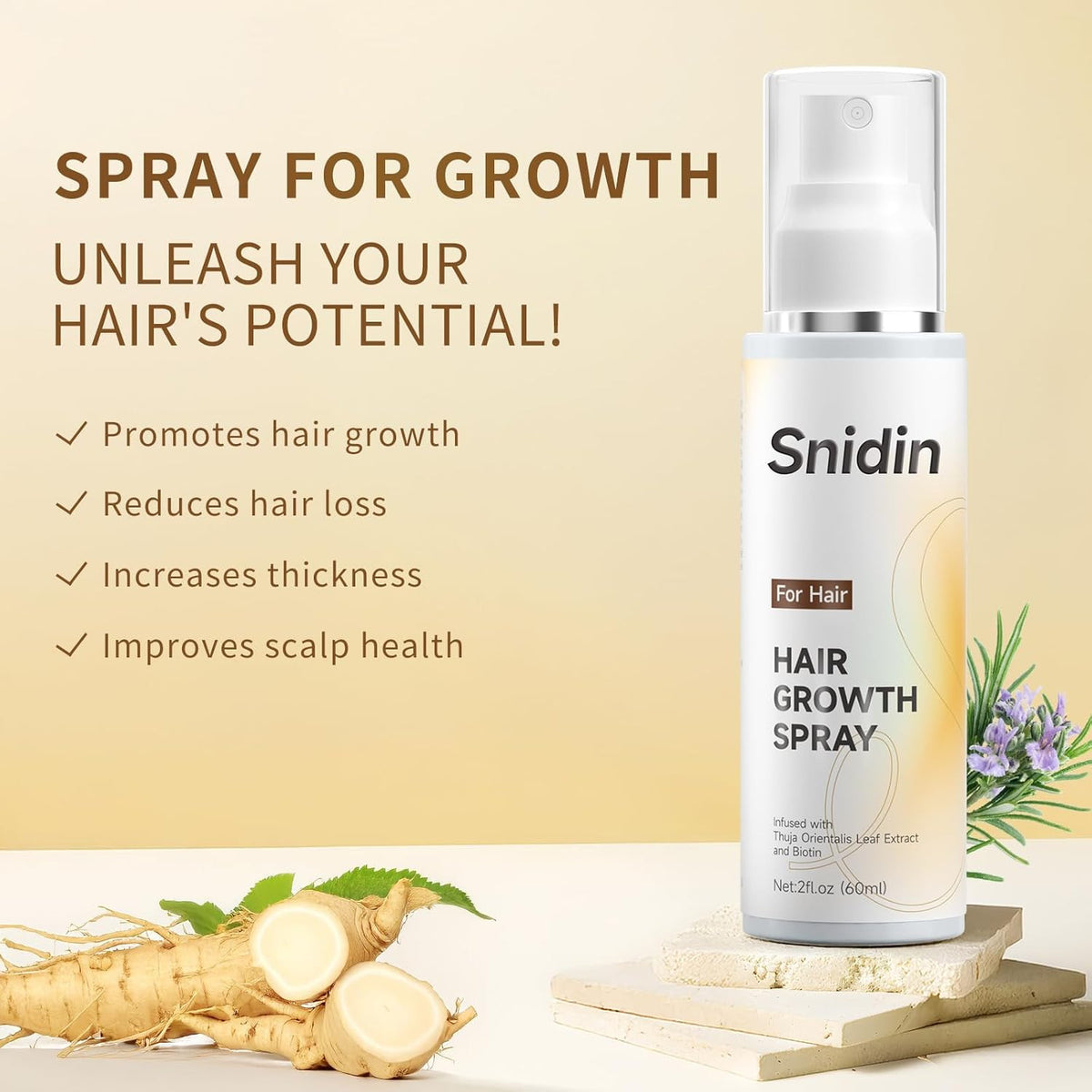 Hair Growth Spray with Rosemary Oil & Biotin - Nourishing & Non-Greasy