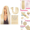 18 Inch Clip-In Hair Extensions Set - 8 Pieces in Platinum Blonde