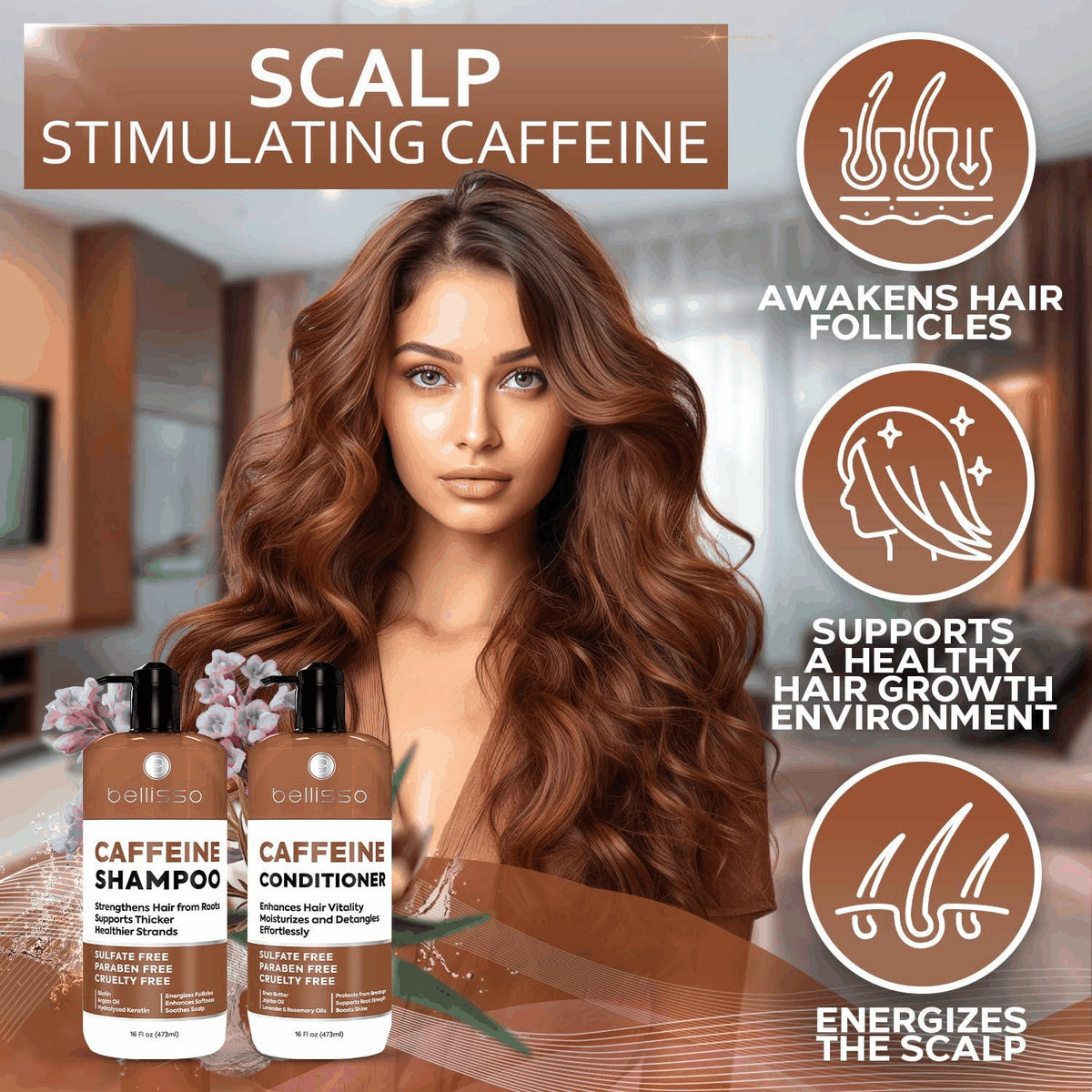 Volumizing Caffeine Shampoo & Conditioner Set for Fine Hair - Thickening & Fullness