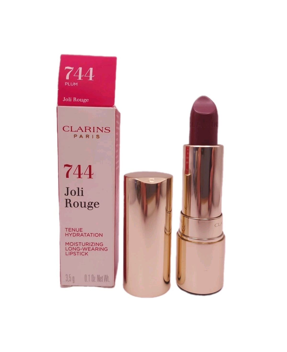 Clarins Joli Rouge Long Wear Lipstick Plum 744 Moisturizing Lip Color