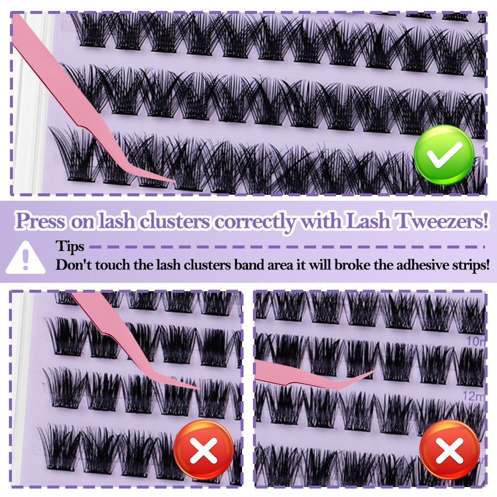 120 Pairs Self-Adhesive Wispy Lash Clusters with Tweezers - Natural Volume Eyelashes