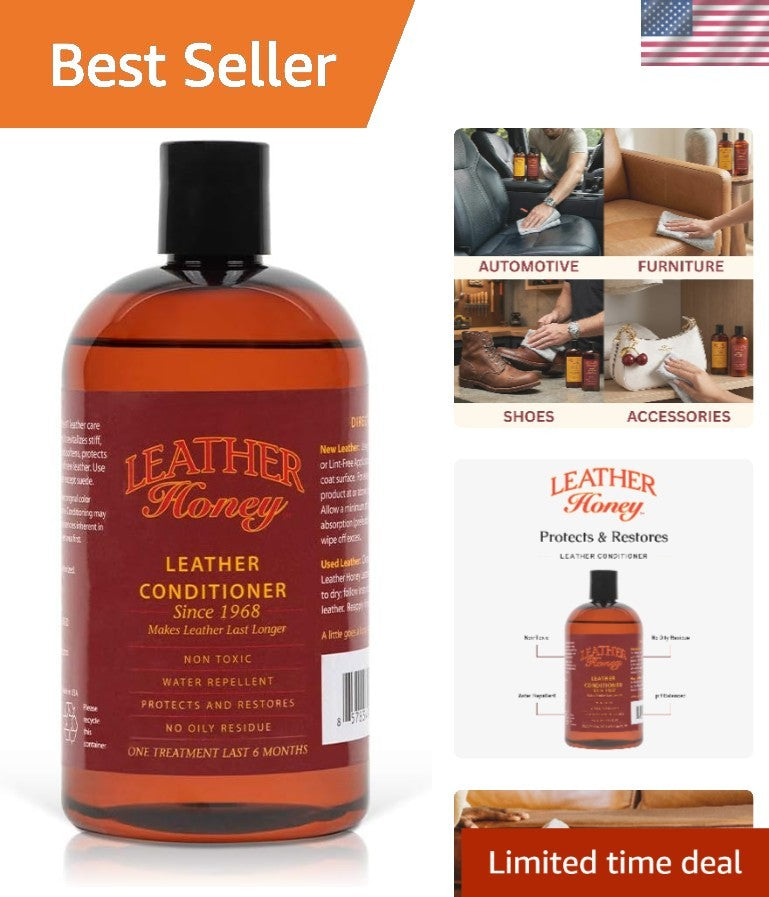 Leather Conditioner Moisturizer for Furniture Shoes Car Seats - Restores & Protects