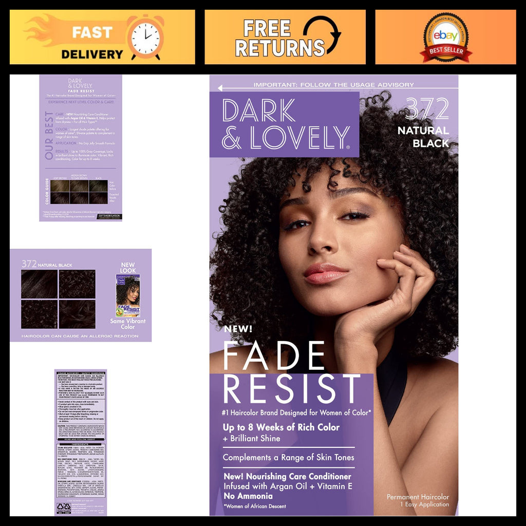 Fade-Resistant Natural Black Hair Color Pack of 4 Long-Lasting Shine