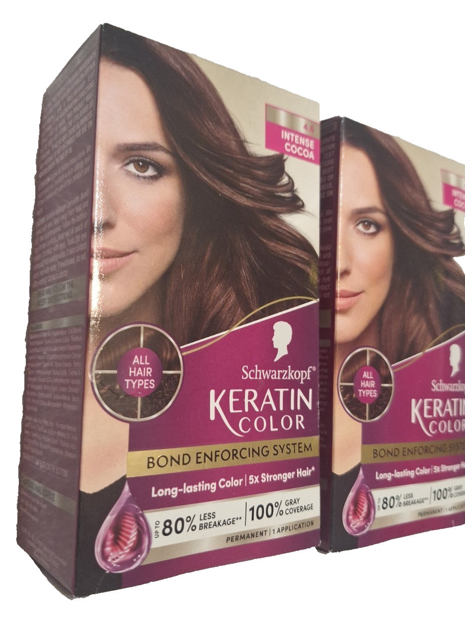 Schwarzkopf Keratin Color Permanent Hair Dye 4.6 Intense Cocoa Set