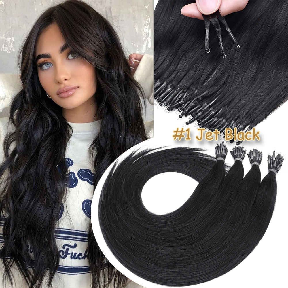 150PCS Thick Remy Human Hair Extensions Nano Beads Double Drawn 14-24 Inch