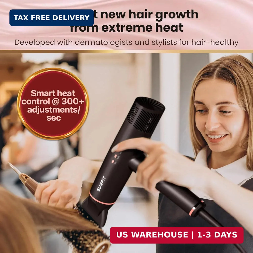 Foldable Travel Hair Dryer with Diffuser - Ionic, Fast Drying, 110,000 RPM
