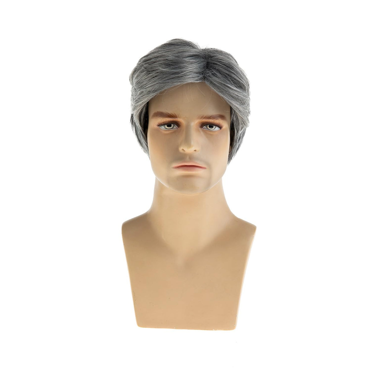 Men's Short Layered Grey Synthetic Wig for Cosplay Halloween Costume