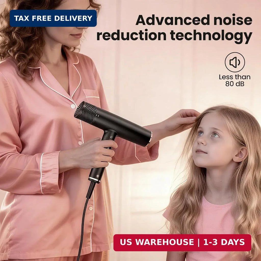 Foldable Travel Hair Dryer with Diffuser - Ionic, Fast Drying, 110,000 RPM