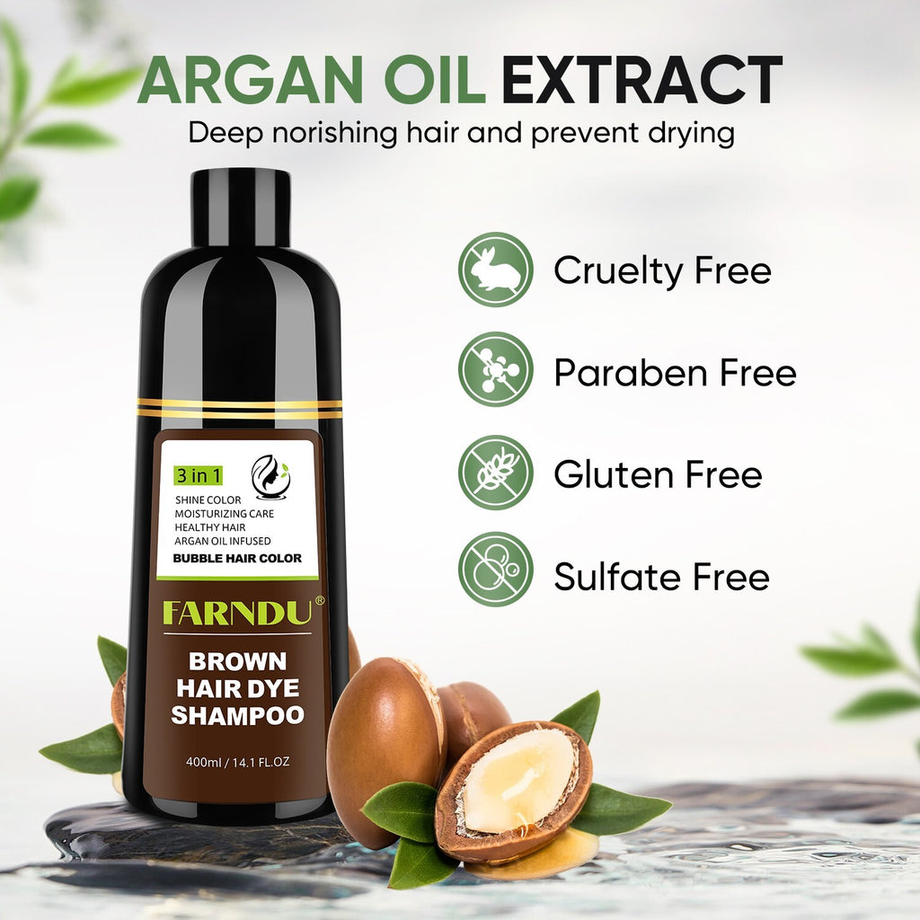Brown Hair Dye Shampoo 3-in-1 Natural Herbal Hair Color for Gray Hair