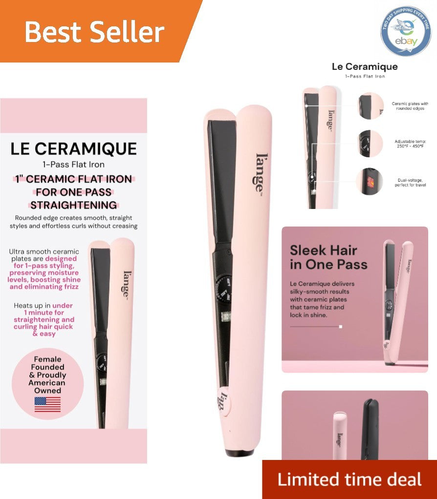 Ceramic Flat Iron for Hair - 1-Pass Frizz-Reducing Hair Straightener
