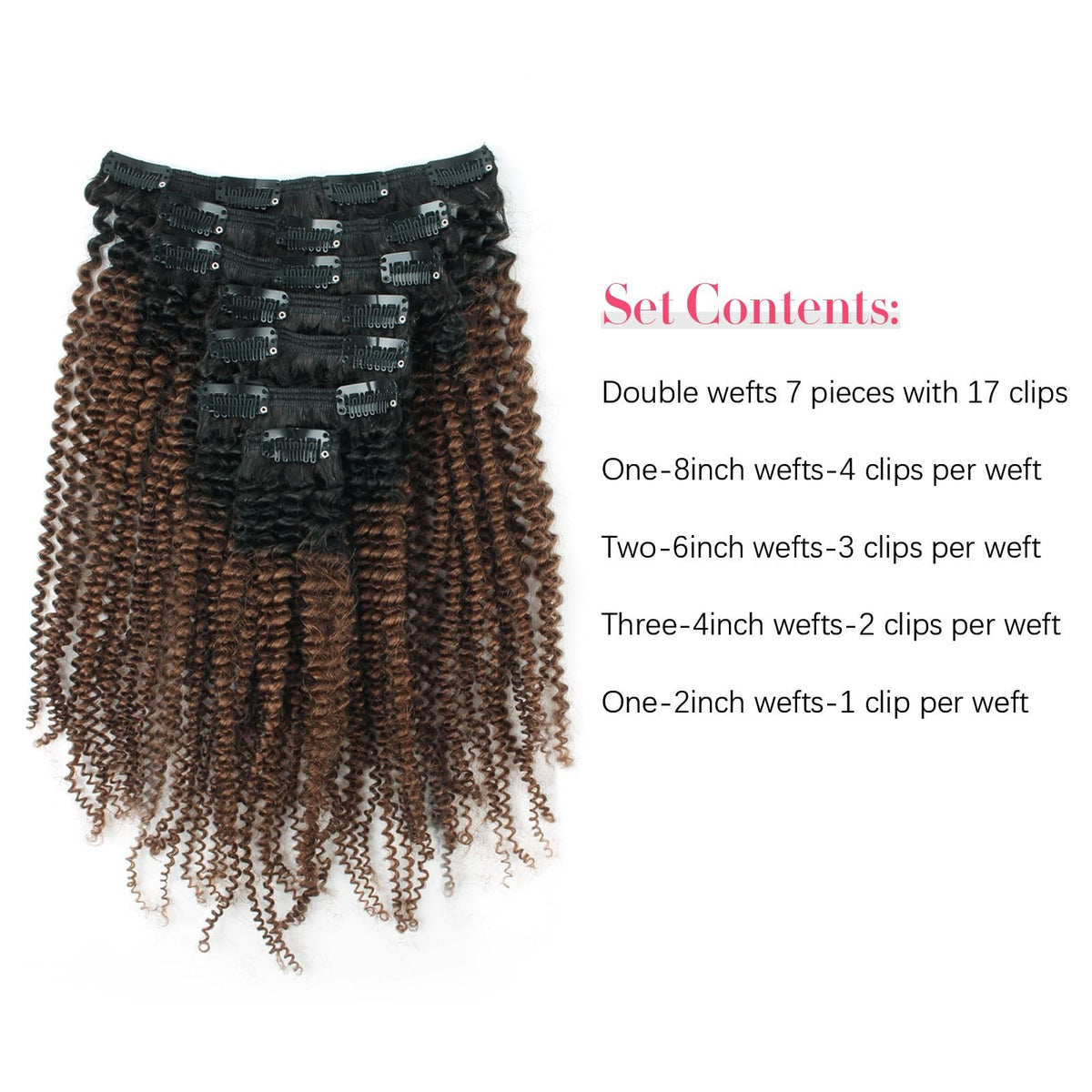 Afro Curly Clip-In Human Hair Extensions 12 Inch 7 Pieces for 4B 4C Hair