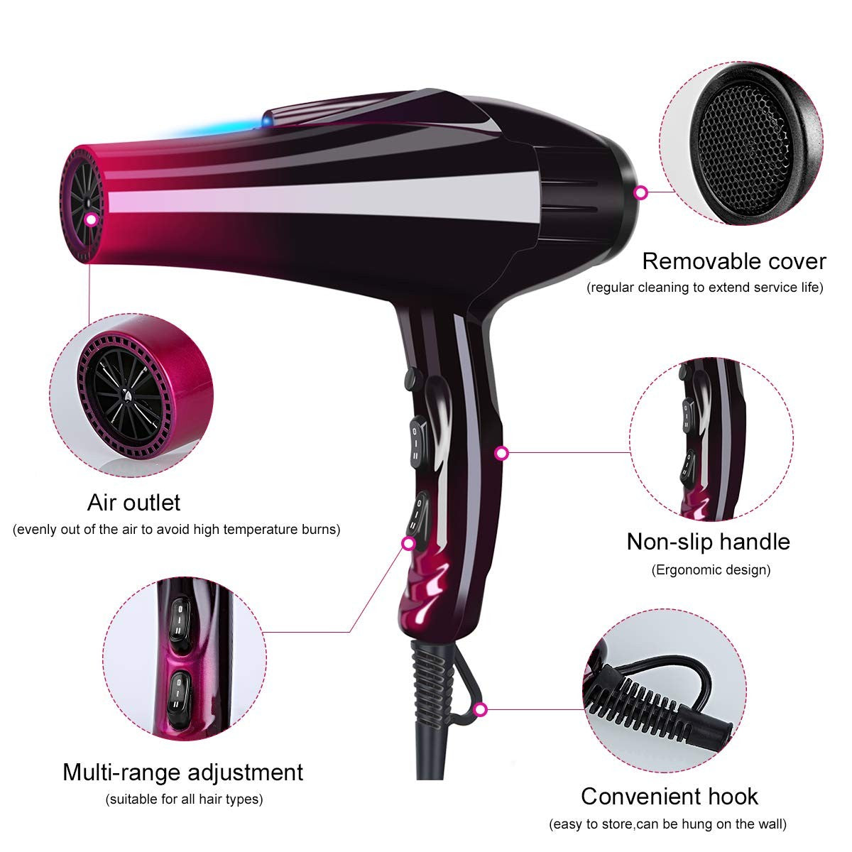 Ionic Hair Dryer 3500W Fast Drying Professional Salon Hair Dryer