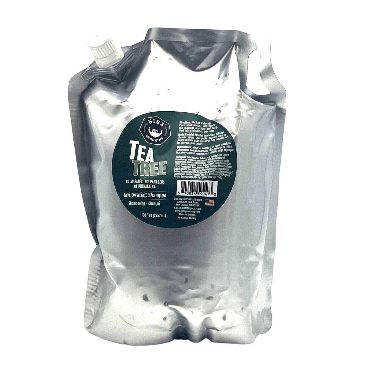 GIBS Grooming Tea Tree Shampoo - 100 oz Revitalizing Hair & Scalp Cleanser