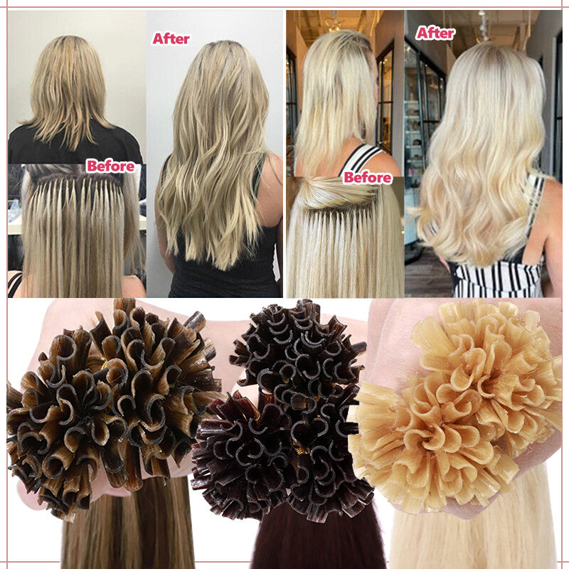 Remy Human Hair Extensions Flat U Tip Keratin Fusion Hair Extensions