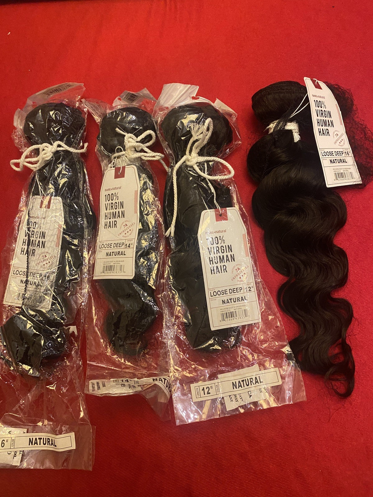 100% Natural Virgin Brazilian Human Hair Loose Deep Wave Extensions - 12, 14, 16 Inches