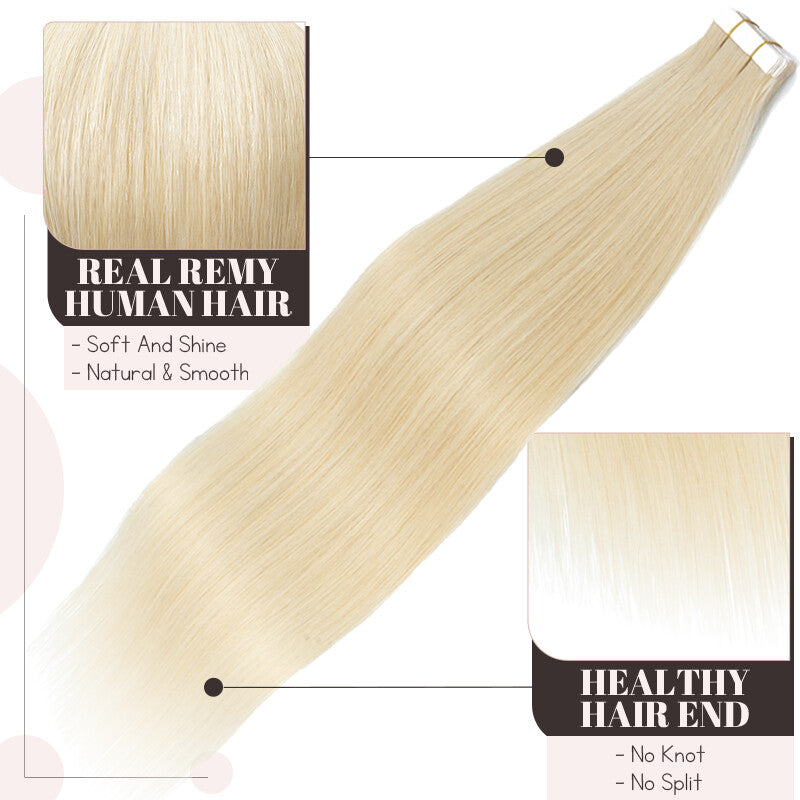 Remy Human Hair Extensions Tape-In Traceless Skin Weft 40PCS Multiple Lengths & Colors