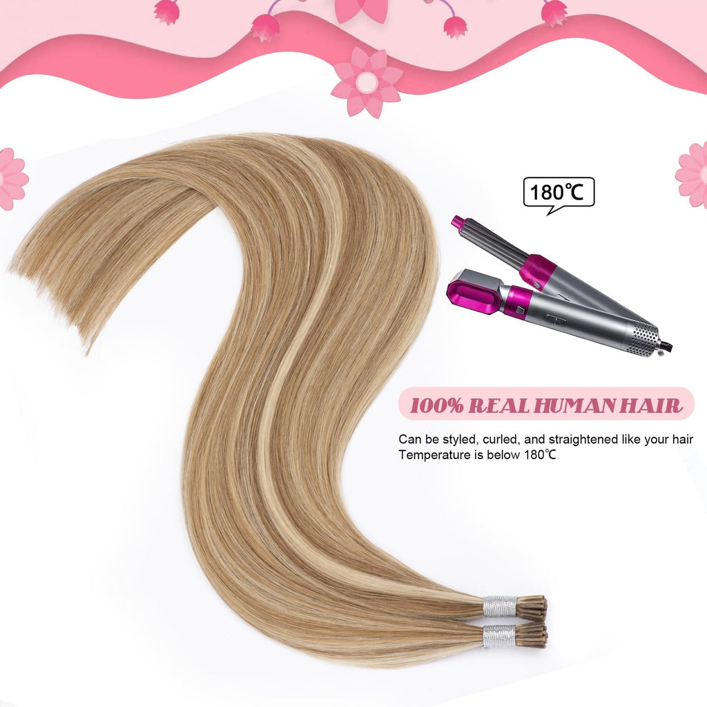 18 Inch Keratin Hair Extension Tips - #8/613 Blonde, 50g