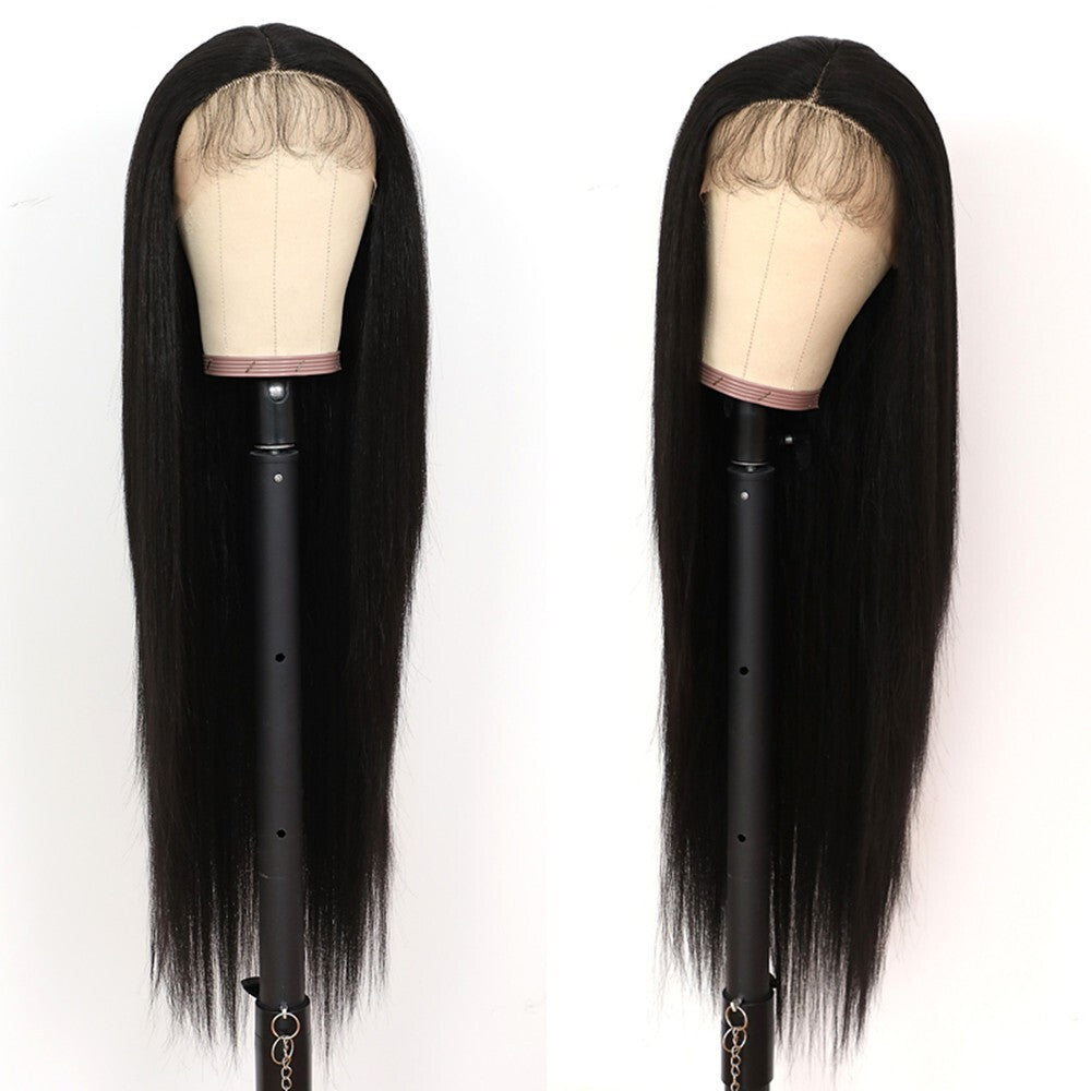 30-Inch Natural Synthetic Lace Front Wig Long Straight Hair Heat Resistant