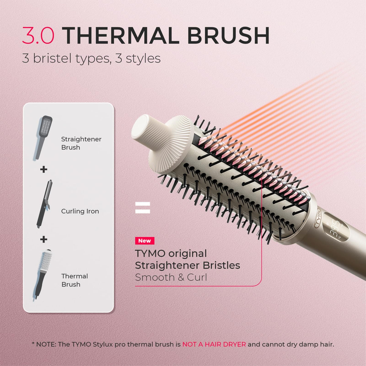 1.5 Inch Heated Round Hair Volumizer Brush with LCD Display
