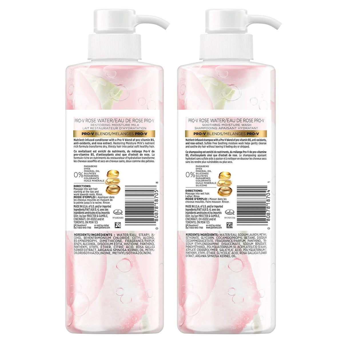 Sulfate-Free Rose Water Shampoo & Conditioner Set for All Hair Types - 17.9oz x2