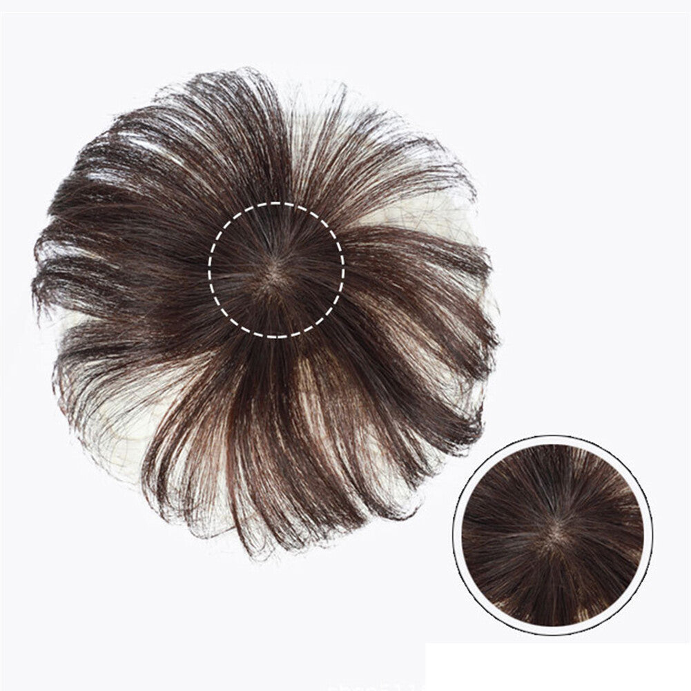 Silk Base Clip-In Human Hair Topper for Thinning Hair - Remy Straight 4-6 Inch