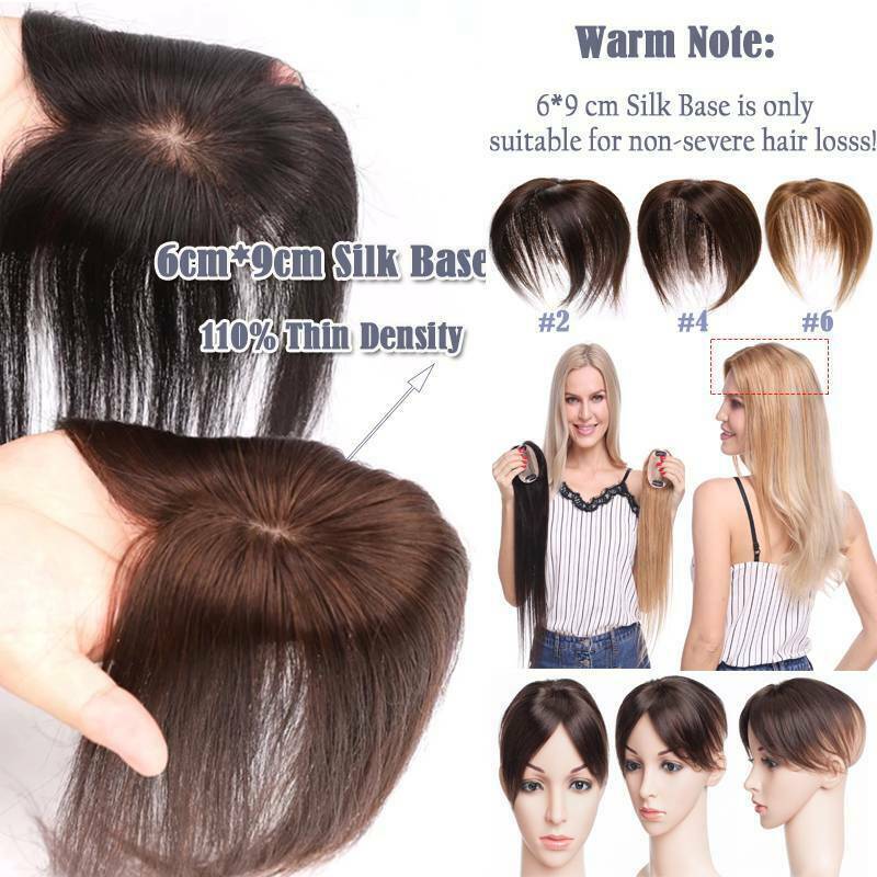 Remy Human Hair Topper with Silk Base for Women - Clip-In Volumizer