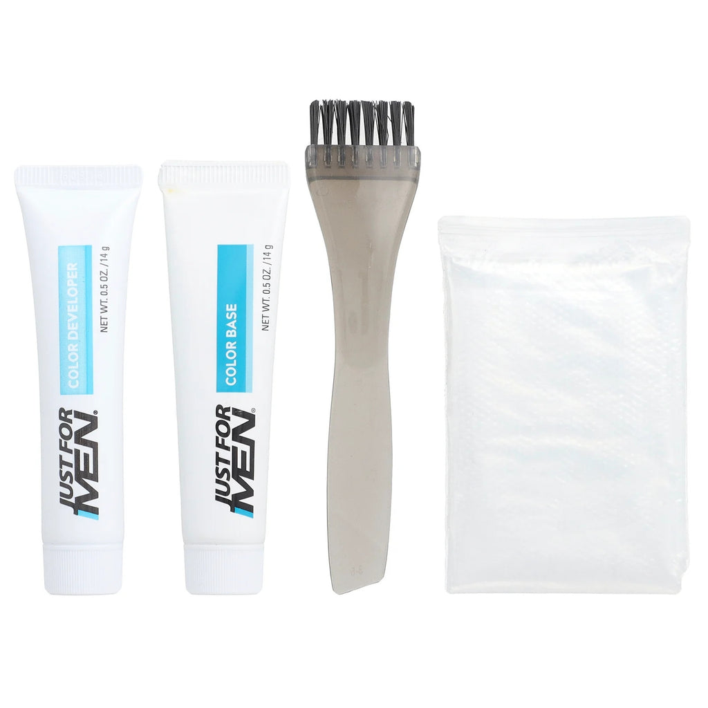 Men's Beard & Mustache Coloring Kit - Natural Black, Easy Brush-In, 5 Min