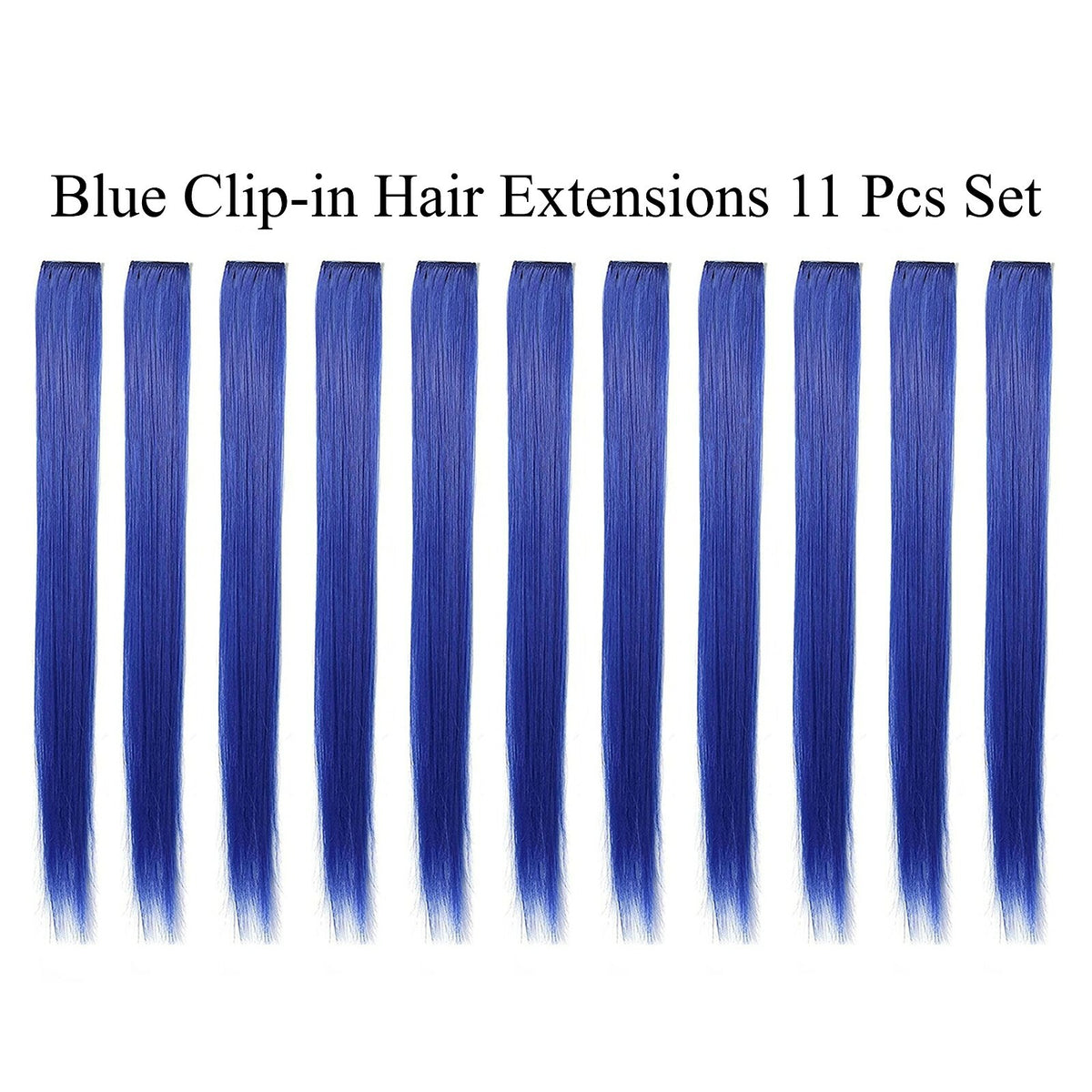 11 Pcs Clip-In Synthetic Hair Extensions - 21 Inch Colorful Straight Hair for Party & Cosplay