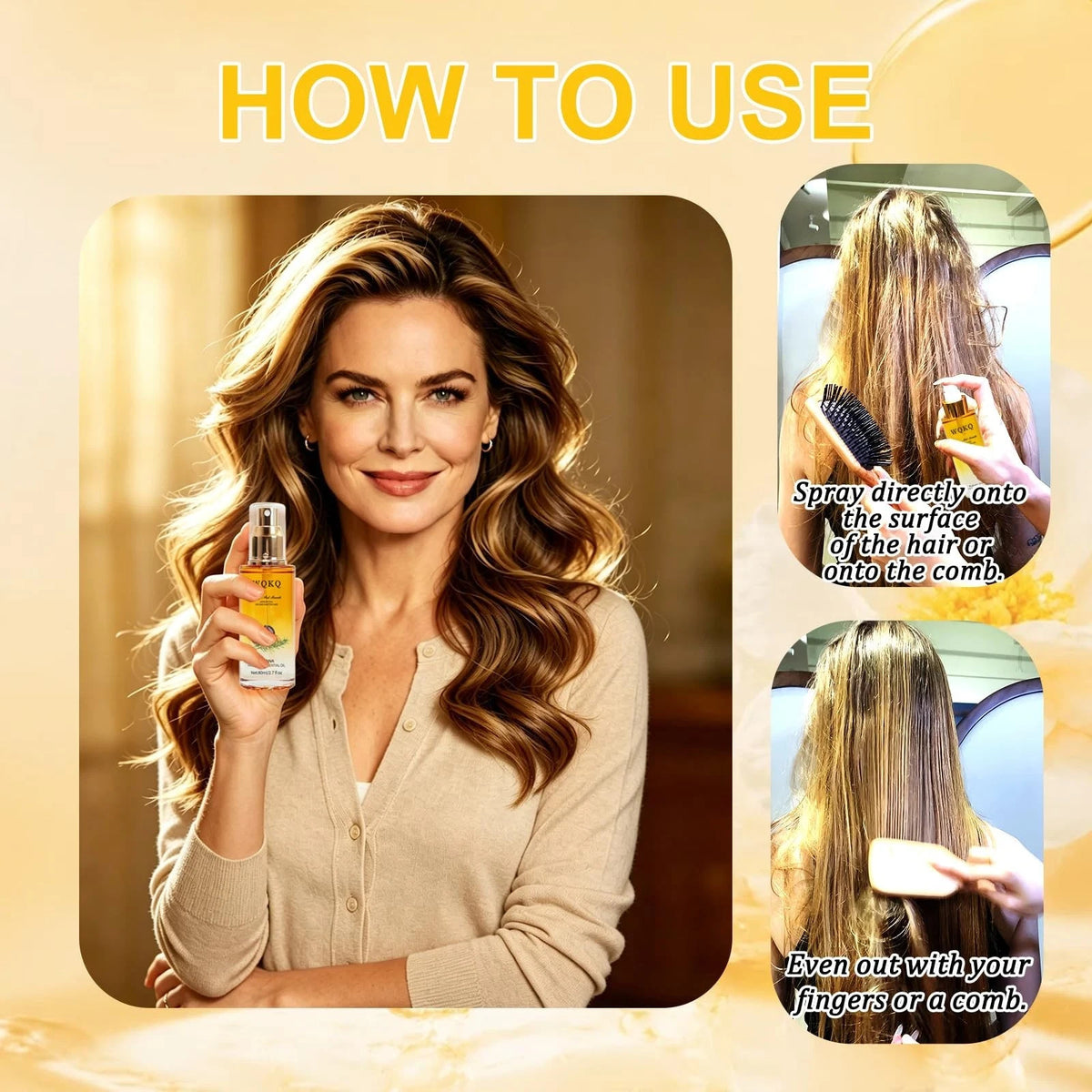 Hair Oil Spray with Jojoba & Shea Butter - Nourishing Leave-In Treatment, 2.7 fl oz