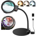10X 30X LED Magnifying Glass with Light and Stand - Dimmable Desk Lamp for Crafts and Close Work