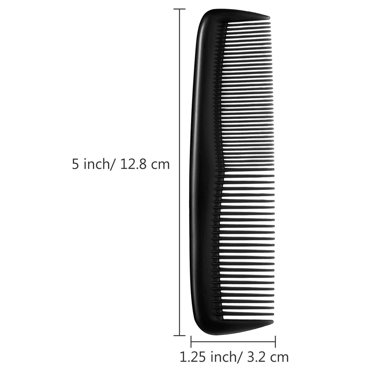 12-Piece Hair Comb Set - Fine Tooth Plastic Pocket Combs, Black