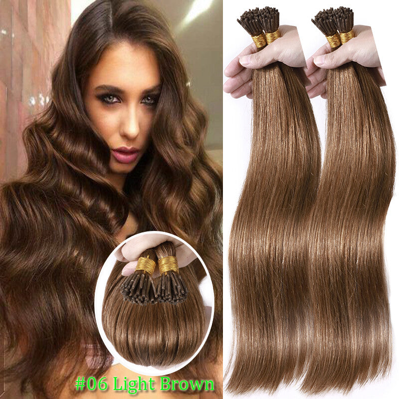 Remy Human Hair Extensions Micro Tip I Tip Keratin Bond 50-200 Strands