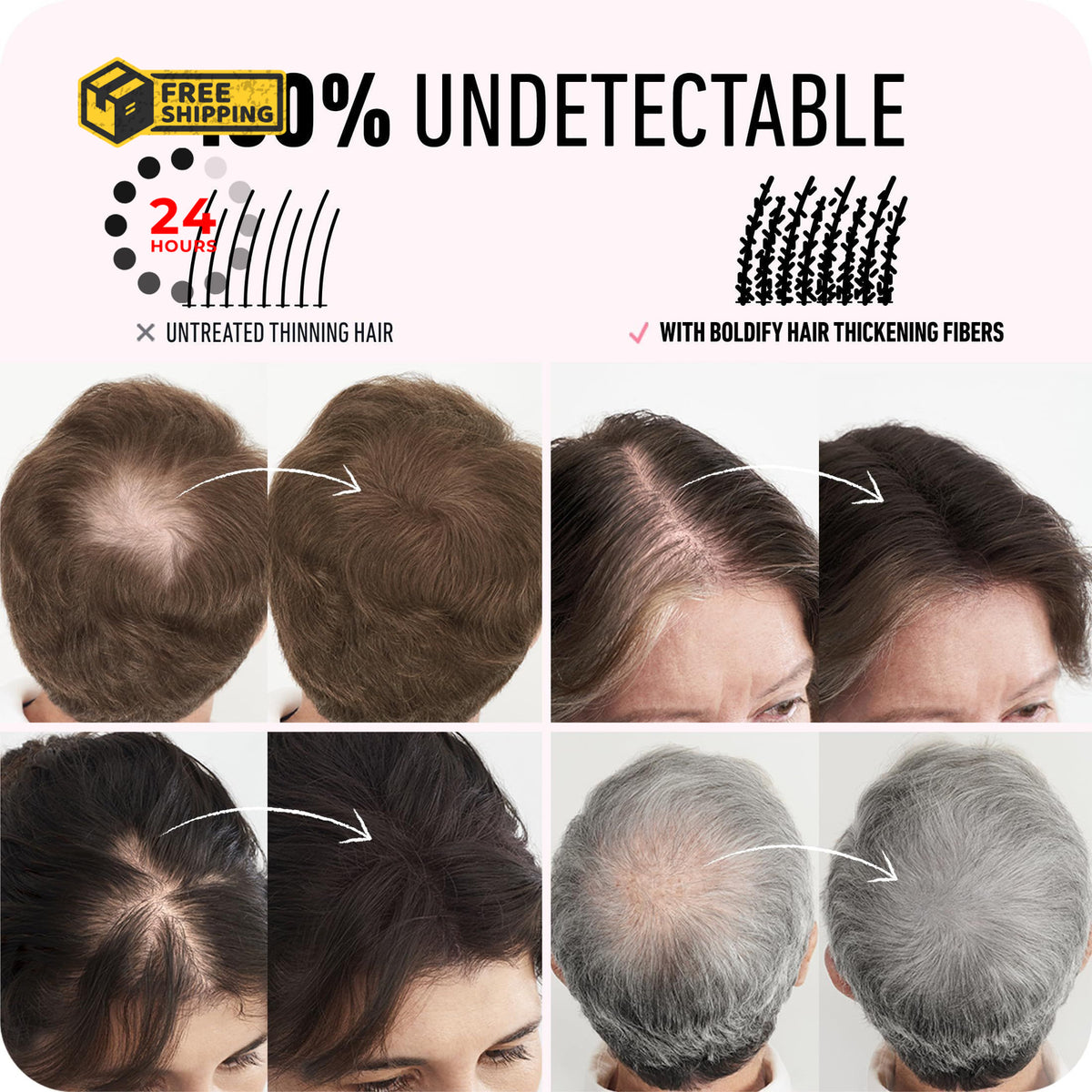 Hair Fibers for Thinning Hair - Fill In Volume & Conceal Bald Spots, 12g Ash Brown