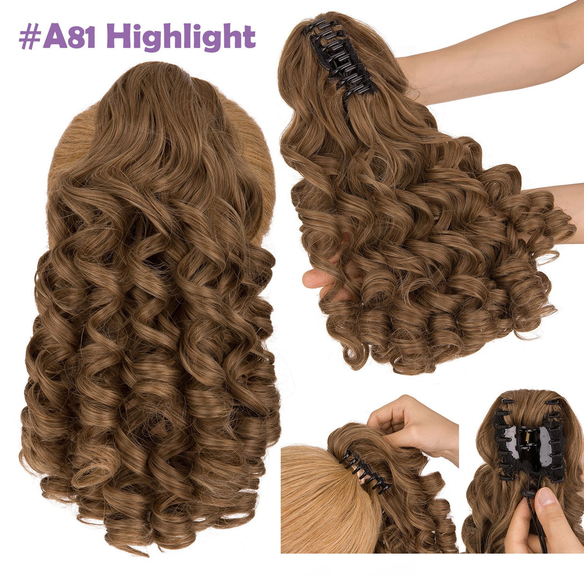 12in Thick Claw Clip-In Ponytail Hair Extensions Curly Wavy Natural Synthetic