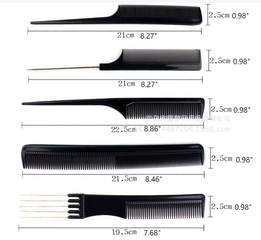 10Pcs Black Hair Combs Set for Salon & Barbershop Styling